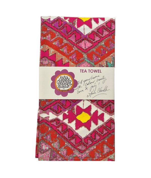 Cotton tea towels Pink Kelim