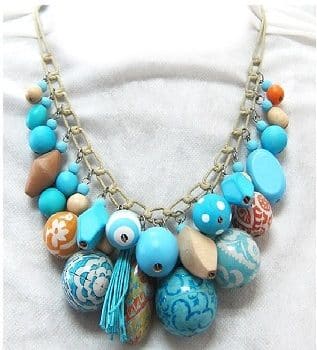 Boho Necklace Turquoise and White beads by Anna Chandler
