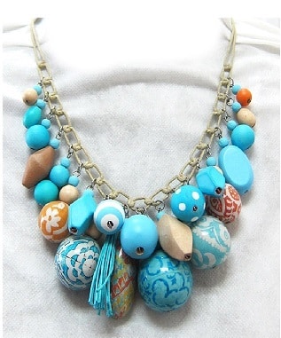Boho Necklace Turquoise and White beads by Anna Chandler