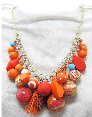 Boho Necklace Orange beads by Anna Chandler