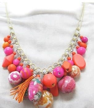 Boho Necklace Pink and Orange beads by Anna Chandler best gift shop perth
