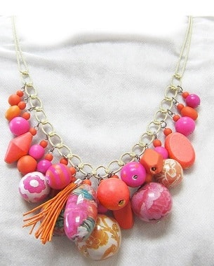 Boho Necklace Pink and Orange beads by Anna Chandler best gift shop perth