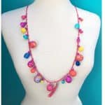 Funky Colourful Bobble Bead Necklace with hot pink , purple and orange beads