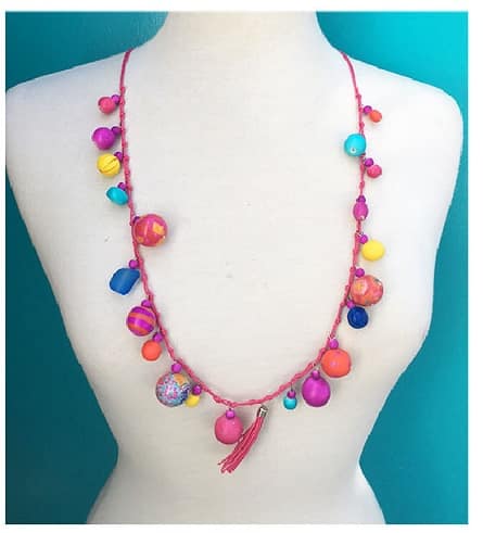 Funky Colourful Bobble Bead Necklace with hot pink , purple and orange beads