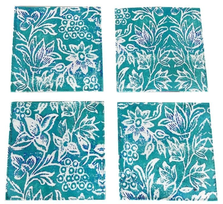 Back of Canvas Coasters Turquoise