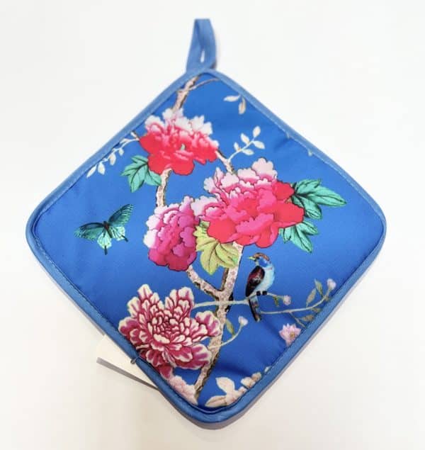 Canvas pot holder Cornflower Blue Bird and Peonies