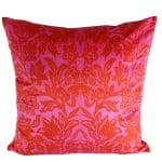 Back of Square Velvet Cushion Karabagh Pink and REd