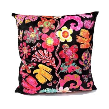 Velvet Cushion Square Black Florabel by Anna Chandler Design