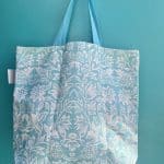 Double Canvas Shoulder Bag Turquoise and White