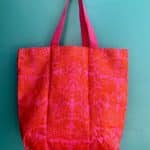 Double Canvas Shopping Bag Pink and Red