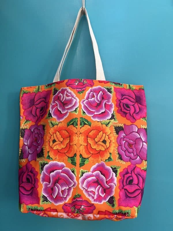 Double Sided Canvas Bag Pink and Orange Mexicana