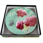 Dessert Plates set of 4 Mint Green with with Bird and Peonies