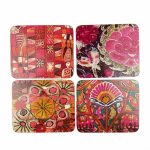 Cork Coasters Pink Embroidery homewares and gifts australia