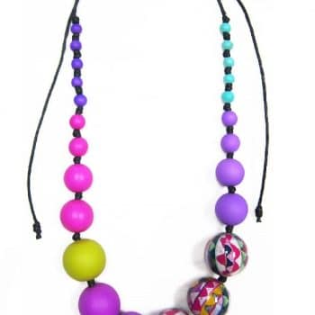 Bobble Harlequin Necklace Blue Magenta and Purple by Anna Chandler