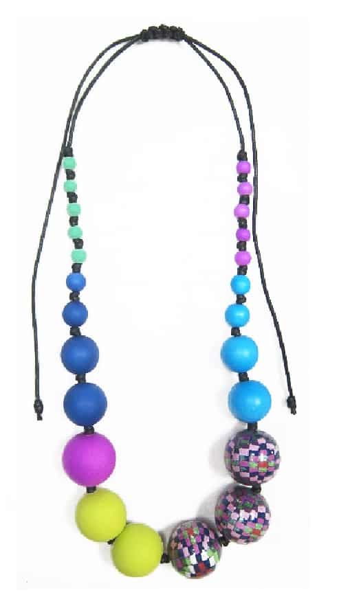 Bobble Harlequin Necklace Blue and Purple by Anna Chandler