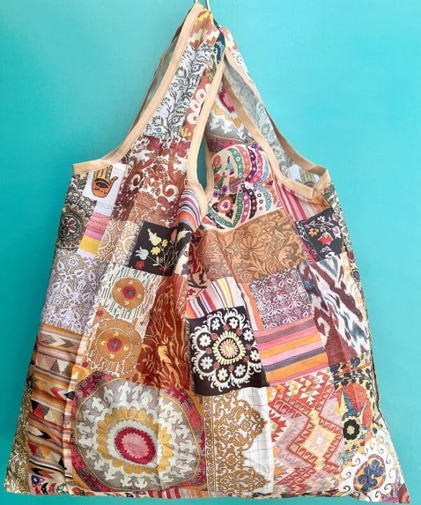 Fold Up Shopping Bag Caravanserai Ochre and Cinnamon Colours