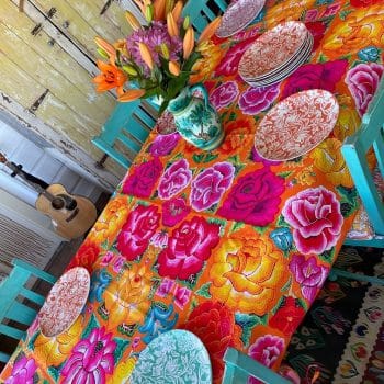 Canvas Tablecloth Orange and Pink Mexicana