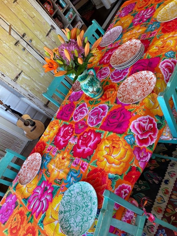 Canvas Tablecloth Orange and Pink Mexicana