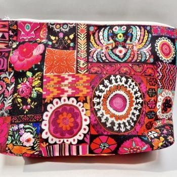 Canvas Cosmetic Bag Karabagh Black pink and red