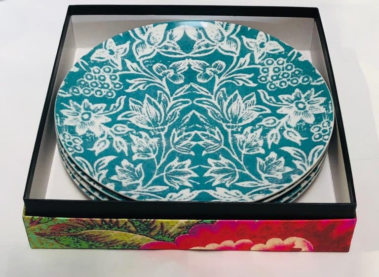 Boxed Porcelain Dinner plate set of four Spice Island Turquoise