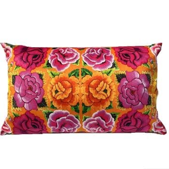 Velvet Cushion Pink and Orange Mexicana by Anna Chandler