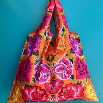 Fold Up Shopping Bag Orange and Pink Mexicana
