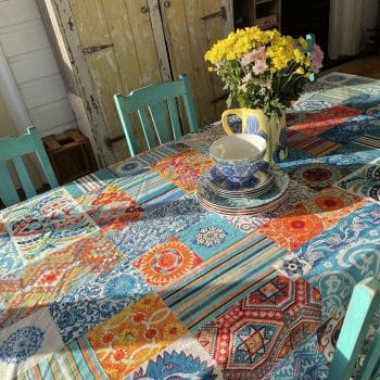 Canvas Tablecloth Bukhara Turquoise