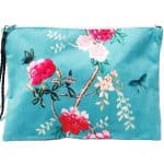 Clutch Bag Turquoise Peonies and Butterfly