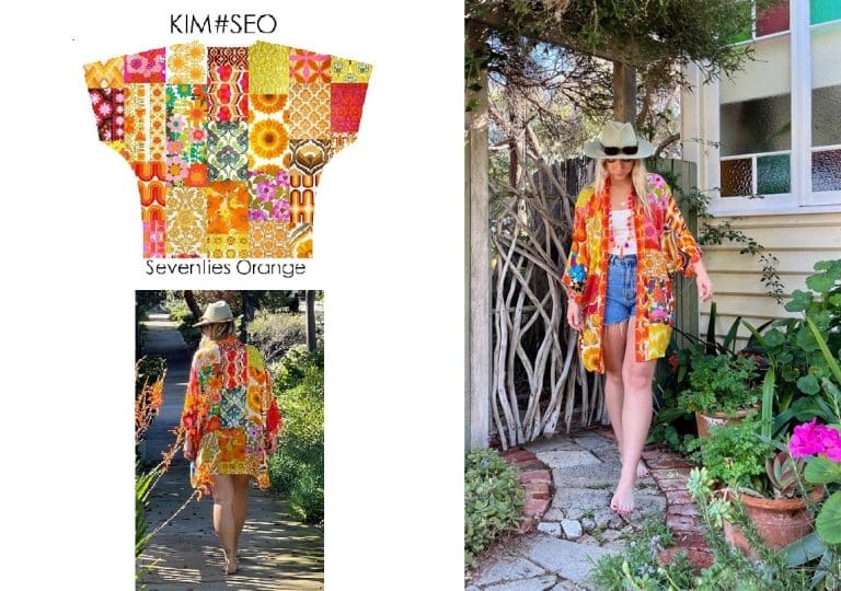 Kimono seventies orange rayon