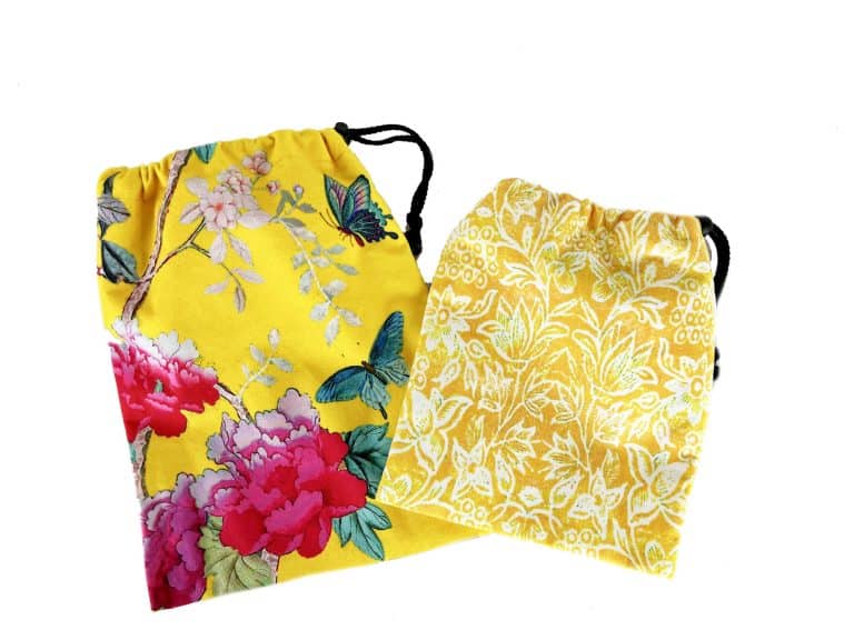 Large Duo Velvet Drawstring Bags Saffron Yellow