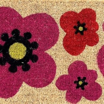 Coir Doormat Long Mary Flowers
