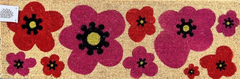 Coir Doormat Long Mary Flowers