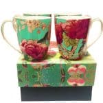 Set of 4 Turquoise Chinoiserie Turquoise mugs gift boxed designer homewares australia