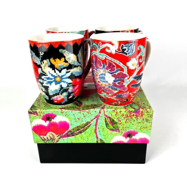 Flower Carpet Set of 4 mugs by Anna Chandler Design