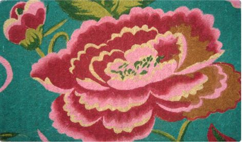 Single door coir doormat green with peony anna chandler design
