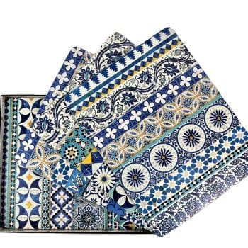 Set of 4 Cork Placemats Palazzo Blue and White