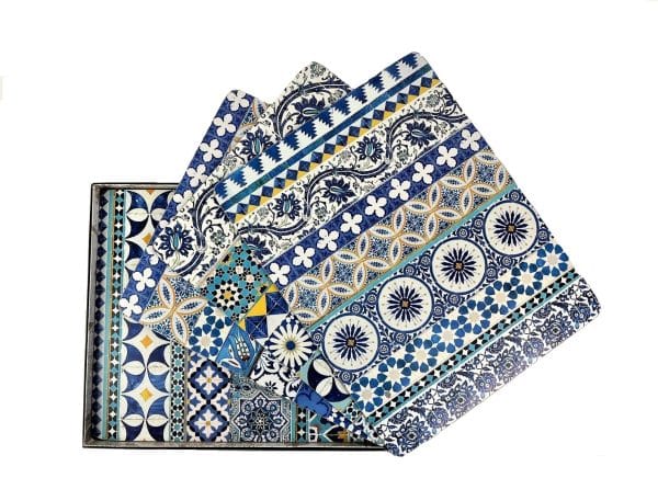 Set of 4 Cork Placemats Palazzo Blue and White