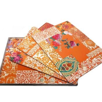 Set of 4 placemats in Tangerine Patchwork gift boxed best gift shops perth