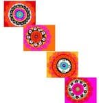 Coasters Cork Set of 4 suzani Pink and Orange bright and funky homeware shops perth