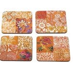Boxed Coasters Tangerine Patchwork Set of 4