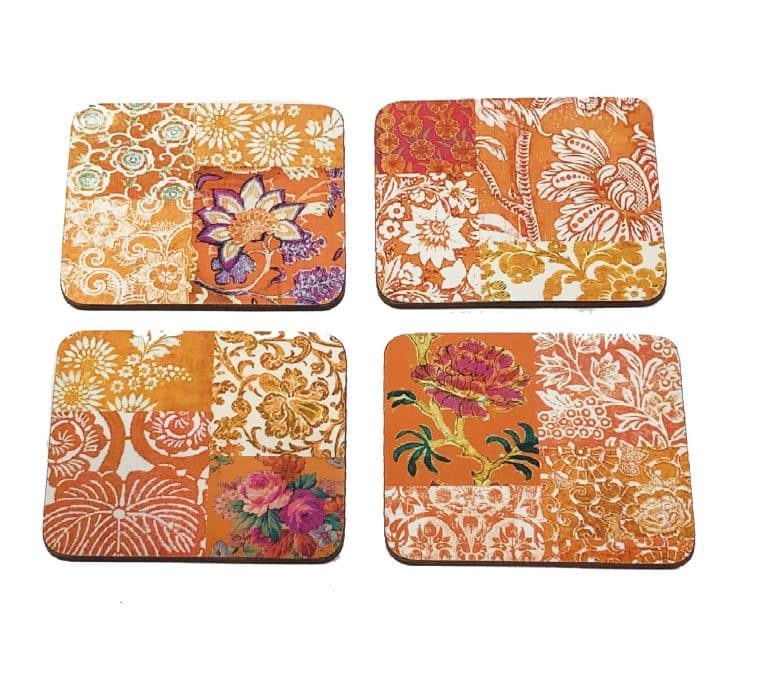 Boxed Coasters Tangerine Patchwork Set of 4