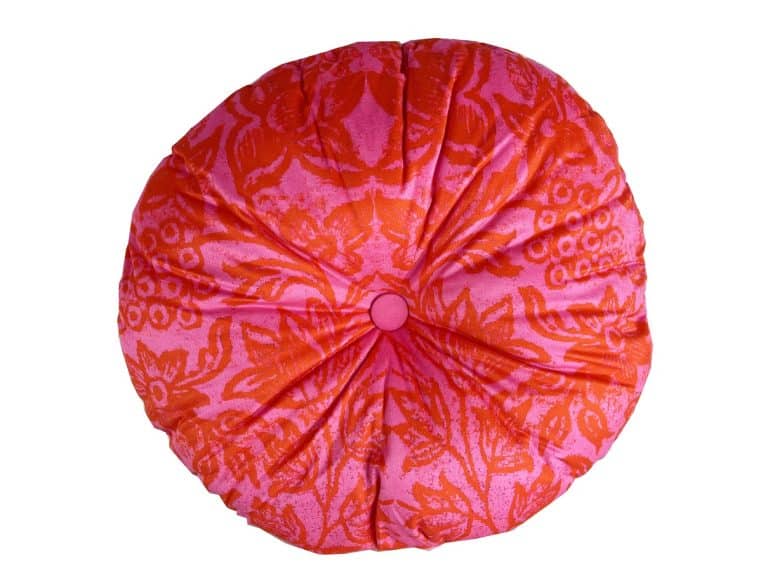 Round Velvet Cushion Pink and Red