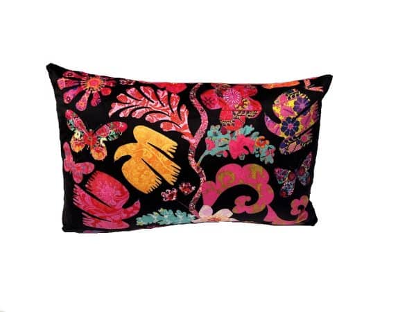 Small Velvet Cushion Florabel Black by Anna Chandler Design