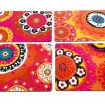 Cork Placemats set of 4 Suzani orange and pink 35 x 27 cm gifts australia