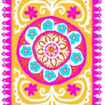 Suzani Yellow and hot pink Canvas Tablecloth colourful