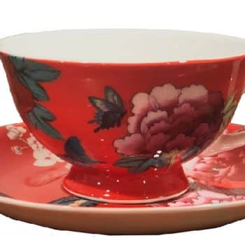 Bone China Tea Cup and Saucer in Watermelon Red gift boxed