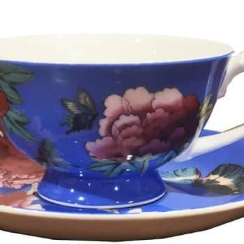 Bone China Cornflower Blue Tea cup and saucer gift boxed