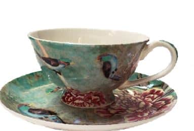Fine Bone China Tea Cup and Saucer in Green Boxed online homewares Australia