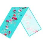 Canvas Turquoise Bird Table Runner with peonies and birds