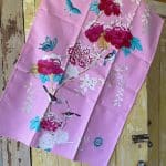 Pretty Pink Bird Cotton tea towel peonies and butterfly